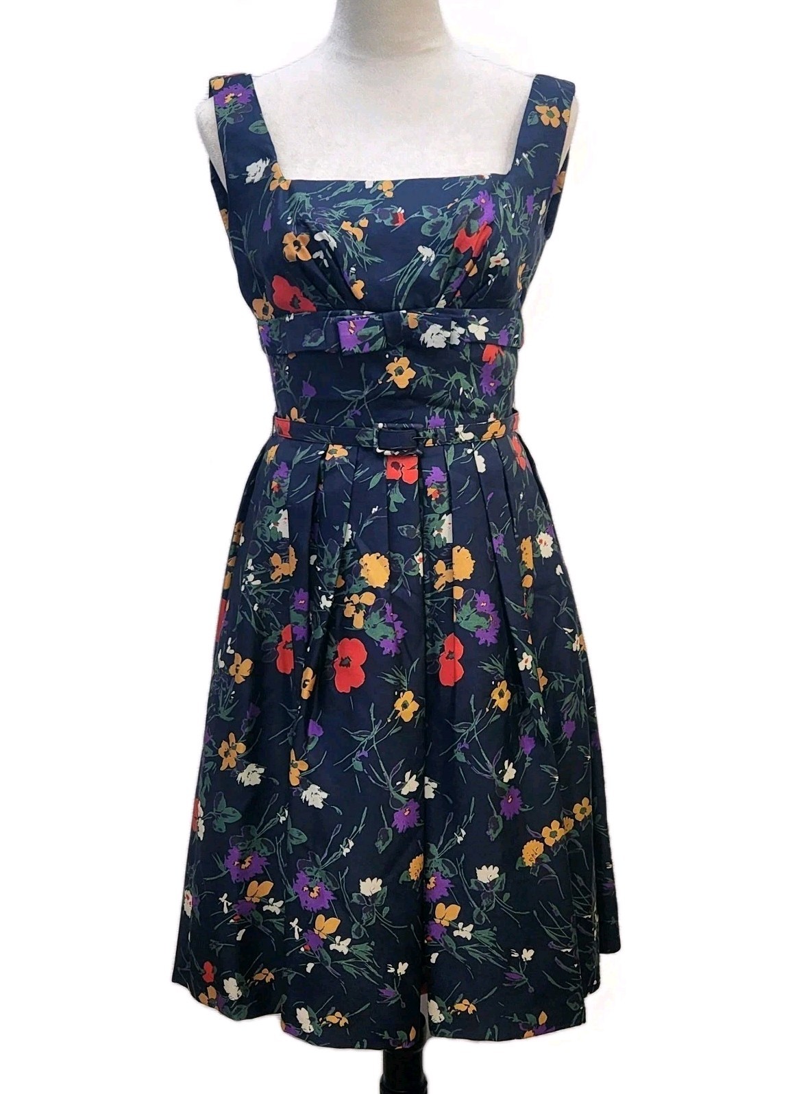 Hannah Troy 1950s Vintage Floral Belted Sundress With A Bow RARE