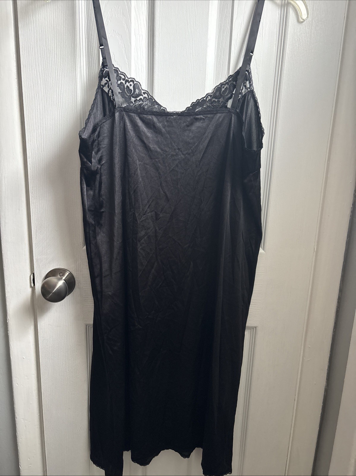 Vassarette Black Full Slip, Lace Trim Dress, Vintage, Lace, Size 42 10-805