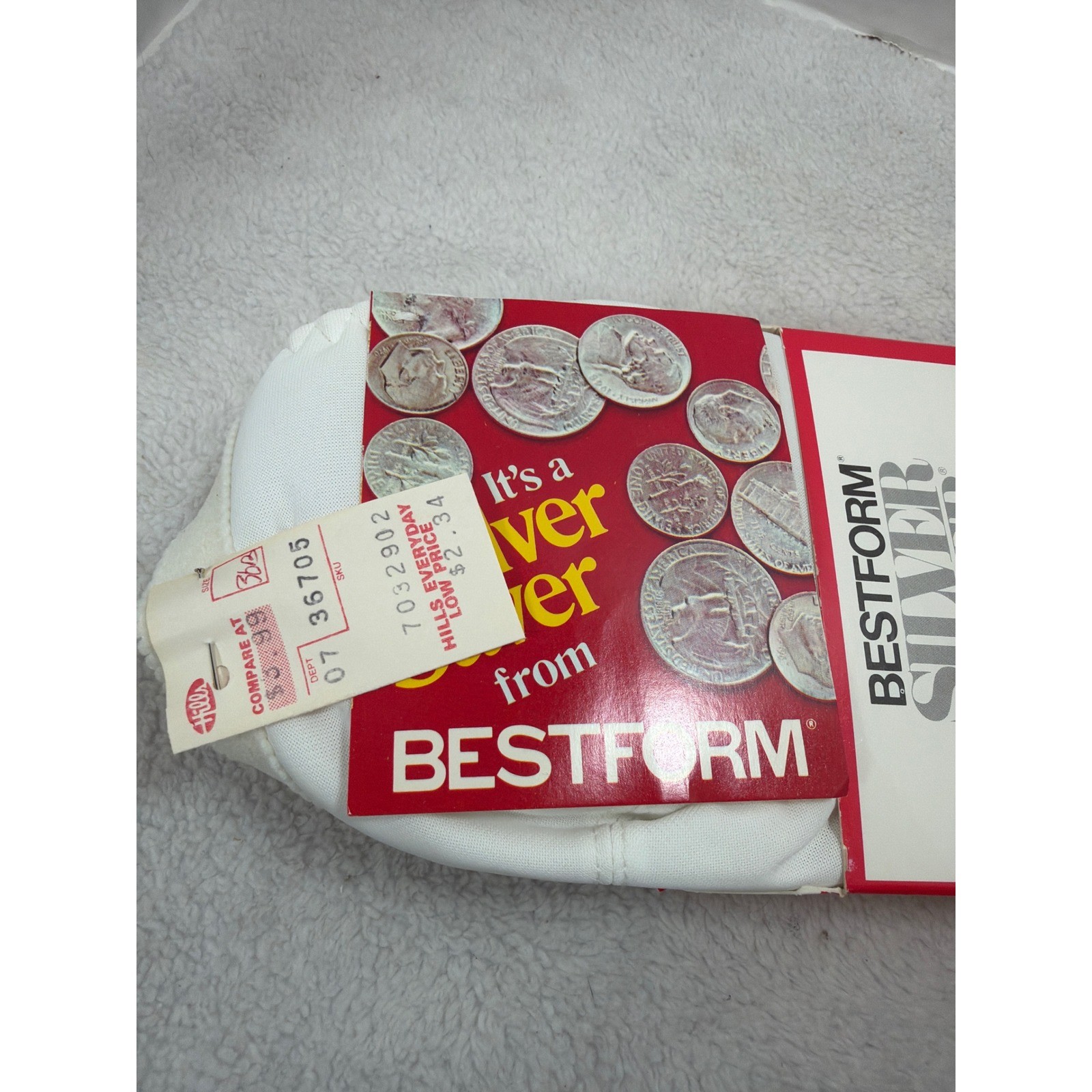 NOS VTG 80s Bestform Cross-Over Bra 36B White Silver Saver Fiberfill P6806