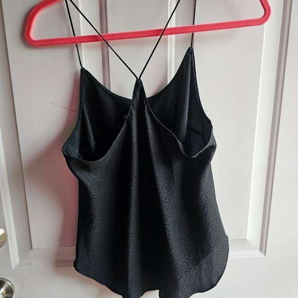 Victoria’s Secret Black Leopard Jacquard Cami Cross Back Spaghetti Strap Top M