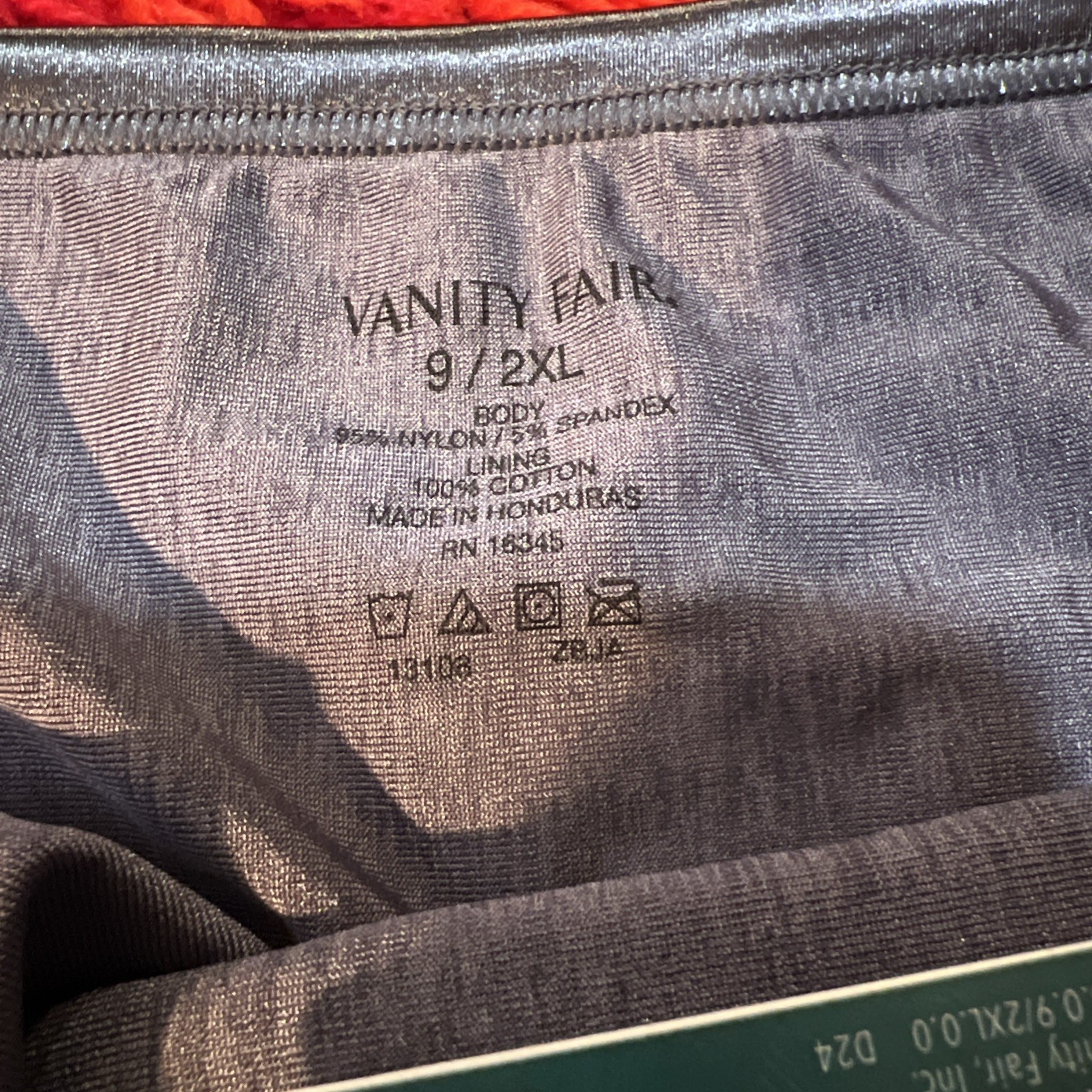 Vtg Vanity Fair Silky Nylon Satin Trim Charcoal Grey Panties 9 2XL