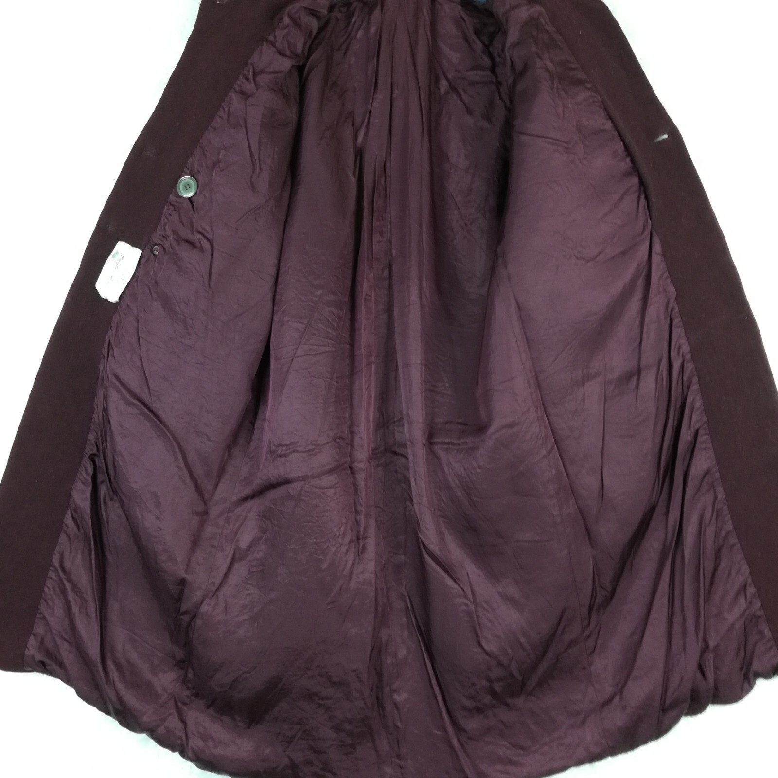 Vintage Anglo Fabrics Womens Jacket L Burgundy Wool Military Double Breasted