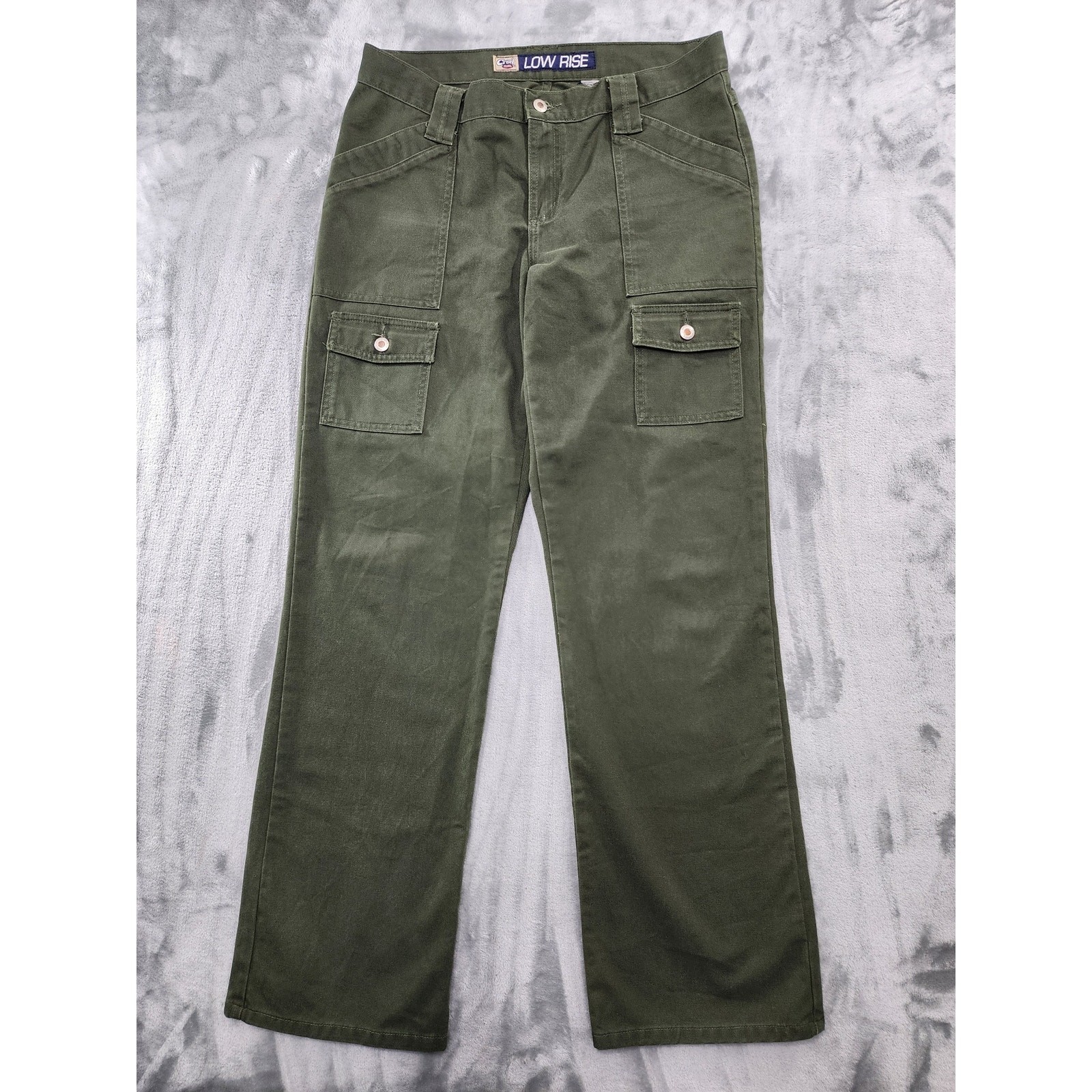 Vintage Cruel Girl Pants Womens 33 Green Low Rise Wide Leg Cargo Pockets Grunge