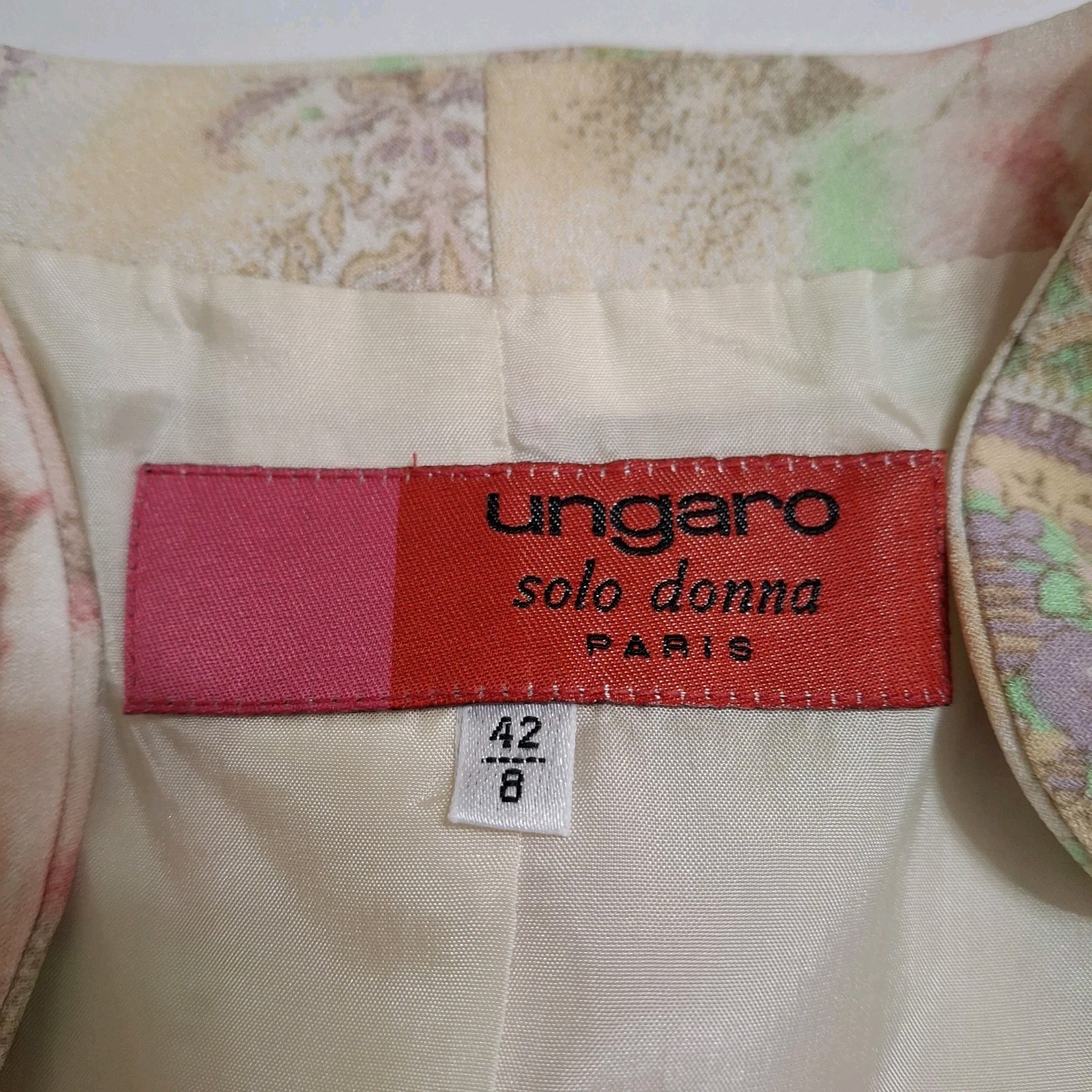 Vintage Ungaro Solo Donna Paris Floral Paisley Blazer Jacket Italy Size 8 / 42