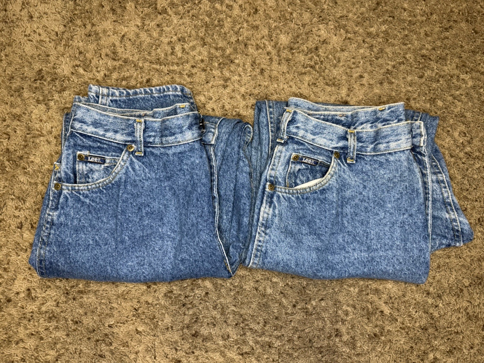 VINTAGE LEE Official Mom Jeans Light Acid Wash Pleated Lot Of 2 Sz 16M 32×29