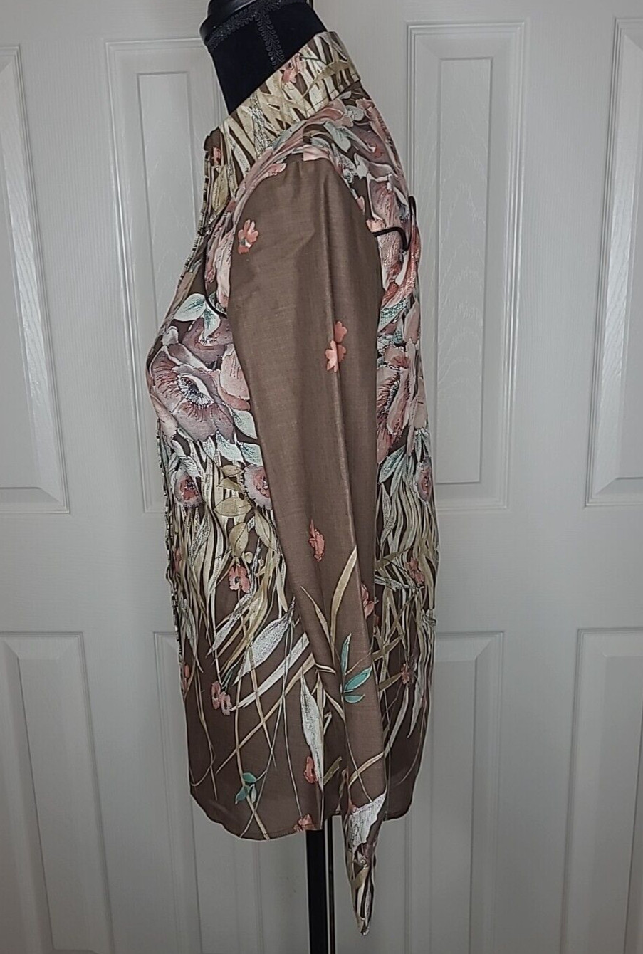 USA Made Tem Tex Western Women’s Long Sleeve Rockabilly Floral Snap Shirt 10 NOS