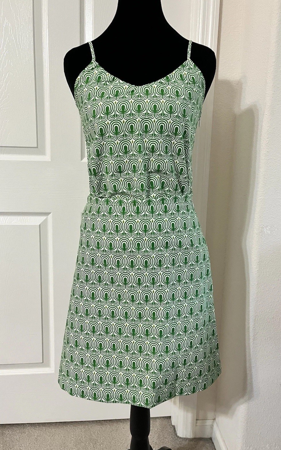 Vintage CH. IND. Green Top & Skirt Set, Cotton, Made In France, Size 36