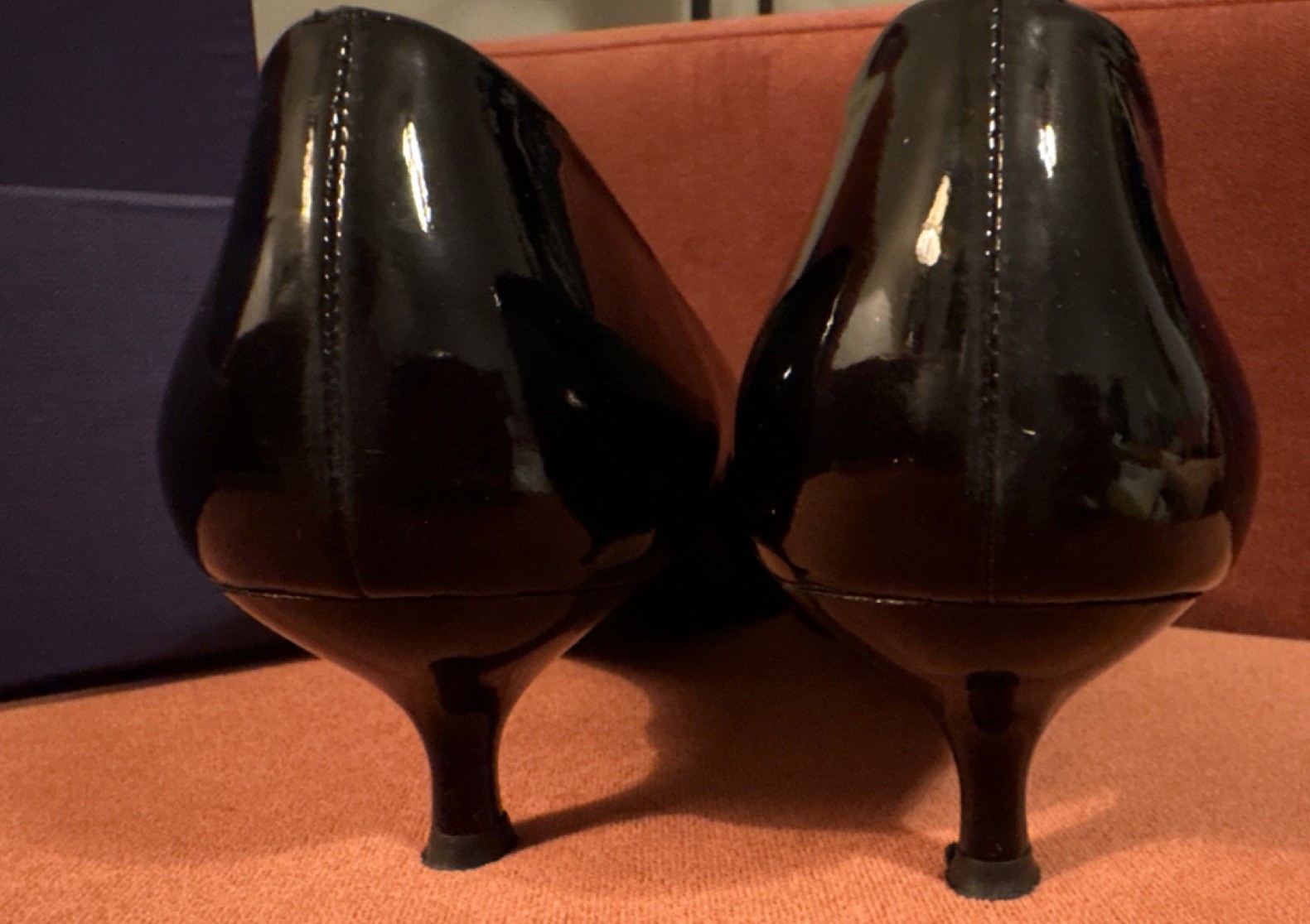 Stuart Weitzman Black Patent Leather Solid Pointed Toe Slip On Pumps 9