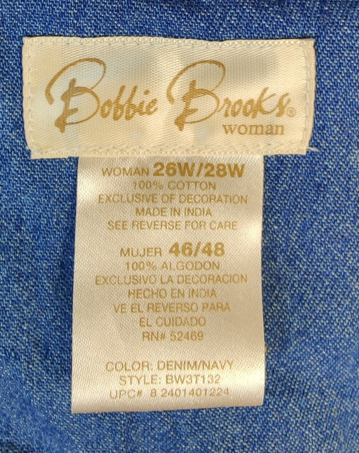 VTG Bobbie Brooks Denim Embroidered School Teacher Theme Lined Sz 46/48 26W/28W