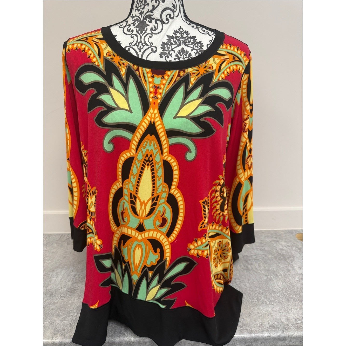 Eva Varro Large Abstract Art Print Tunic Top Made in USA sz L