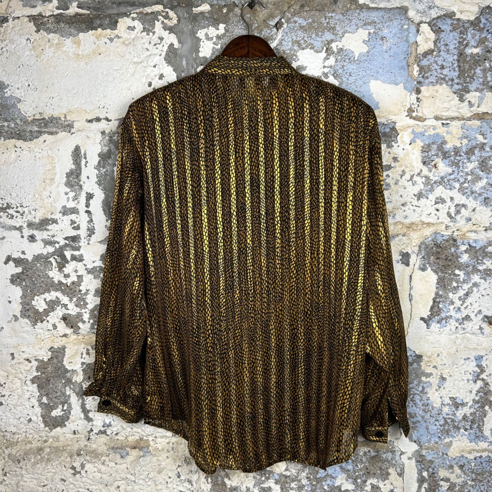 Vintage Impressions of California Gold Black Metallic Stripe Blouse Top Large