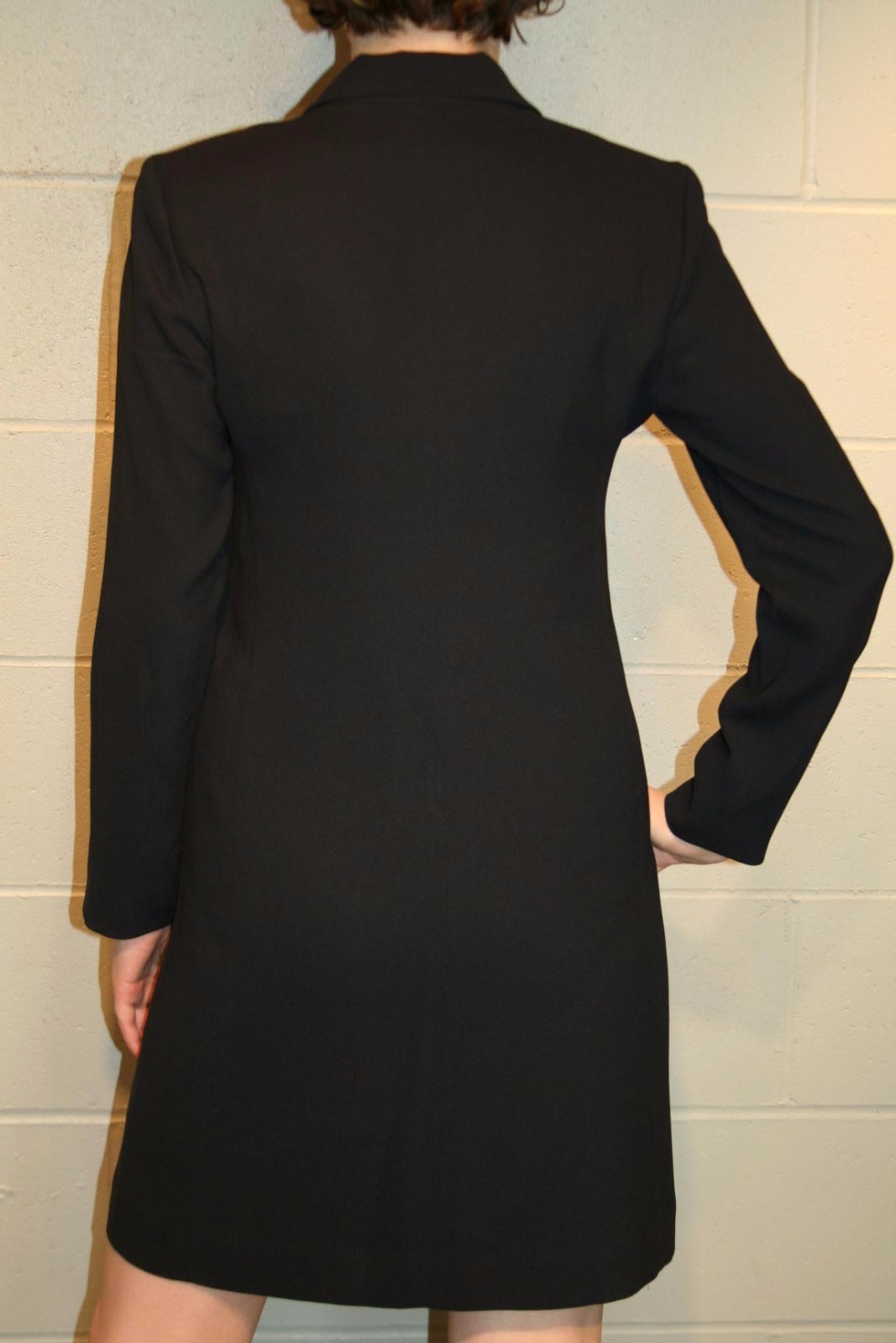 6 Petite Evan Picone Dress Vtg Sz S Deep Navy Blue Toggle Buttons Long Sleeve