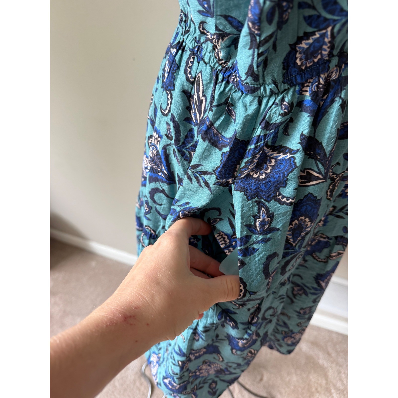 Evereve Mini Dress Georgia NEW Sleeveless Floral Blue Teal Multi XL