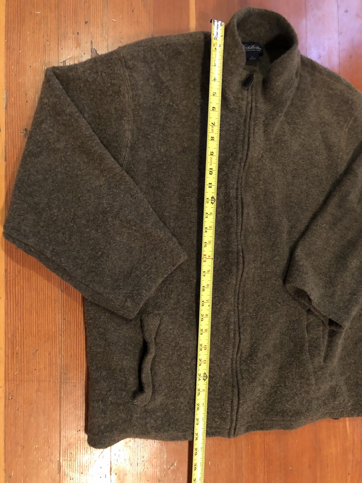Vtg BROOKS BROTHERS 100% Wool Full Zip Sweater Gray/Green Sz L Made In Hong Kong