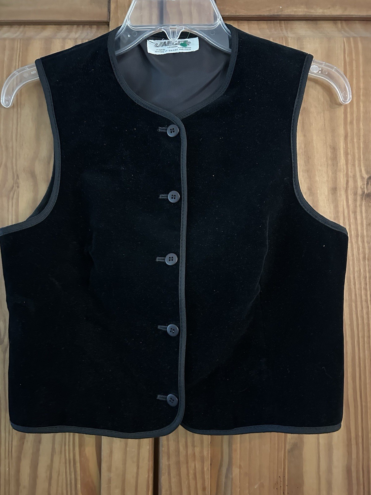 Vintage 1970s/80s Womens Jaeger Great Britain Black Velvet Vest UK 10 (4-6)