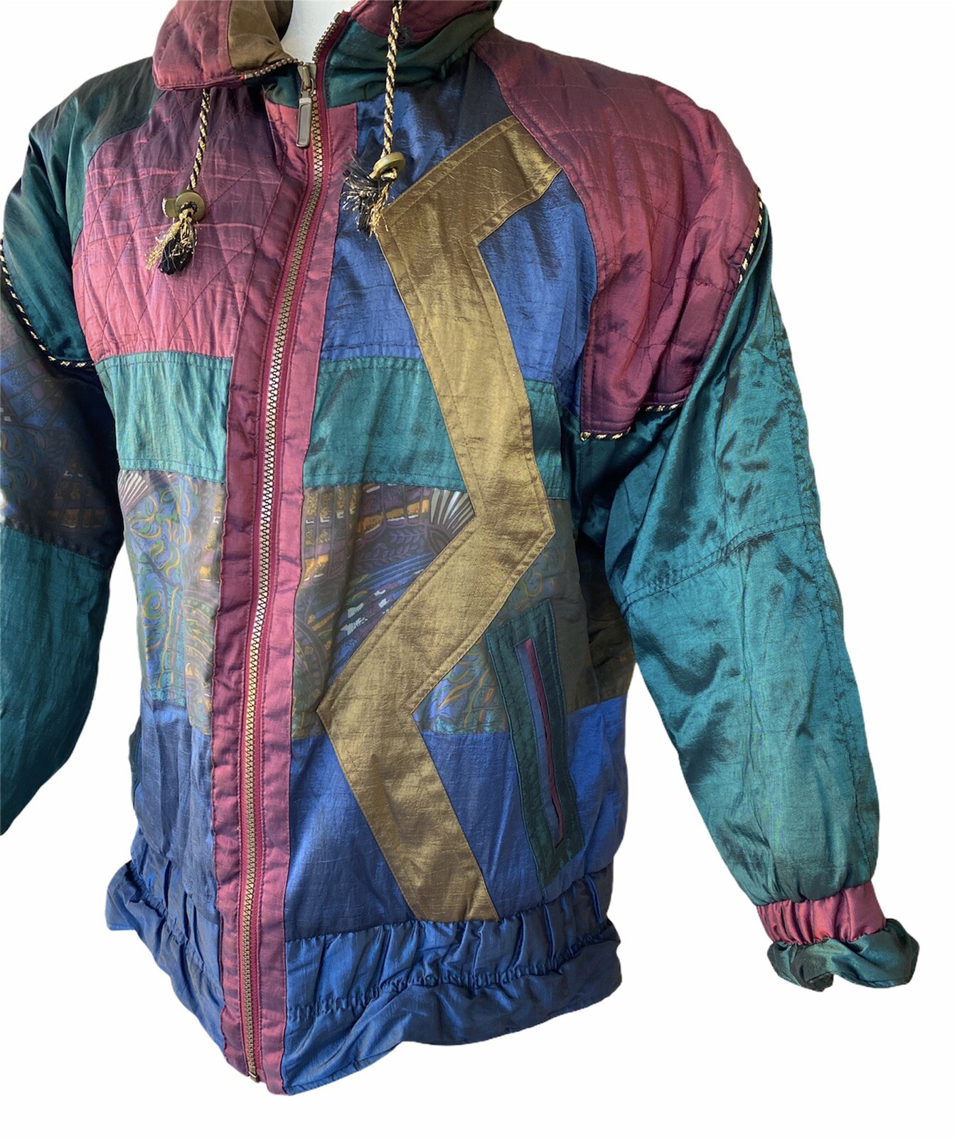 Vtg Women’s Metallic Patchwork Jacket Coat Size Medium 80s 90s Iconic OG
