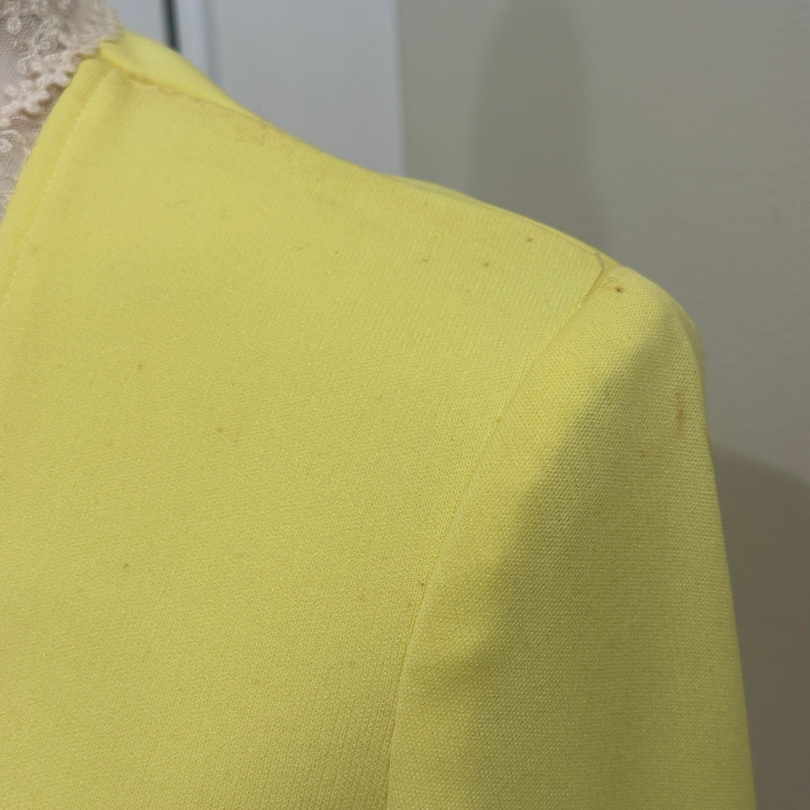 Vintage 1970s Victorian Edwardian Revival Yellow Lace Neck Maxi Dress Costume XS