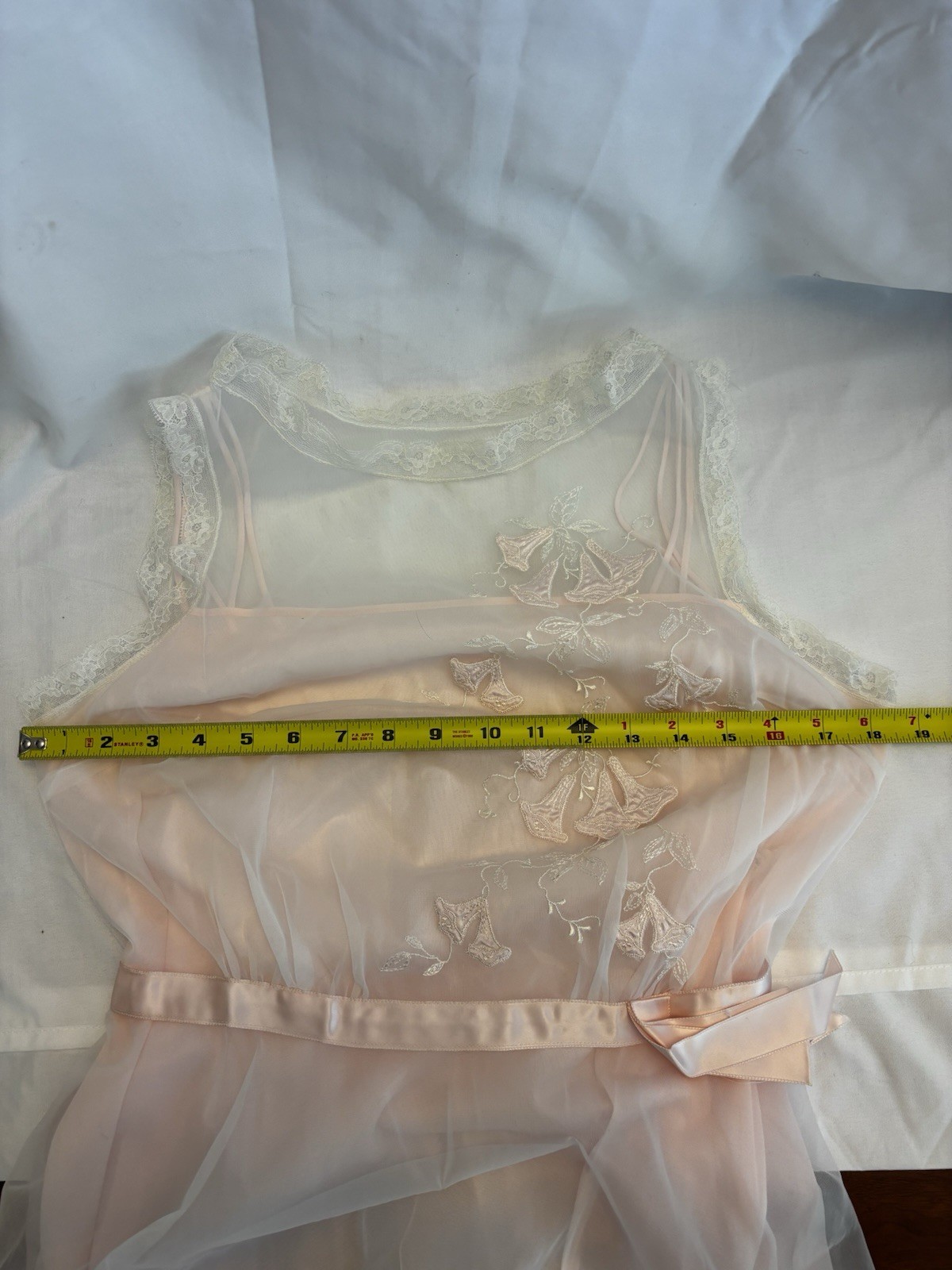LAROS VTG WEDDING BELL PINK NIGHTGOWN, ROBE PEIGNOIR NEGLIGENCE Size S