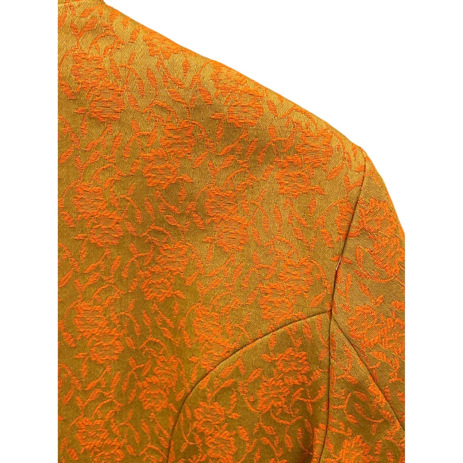 Vintage Gold Brocade Mandarin Collar Jacket Asian Inspired Mod Boho Retro