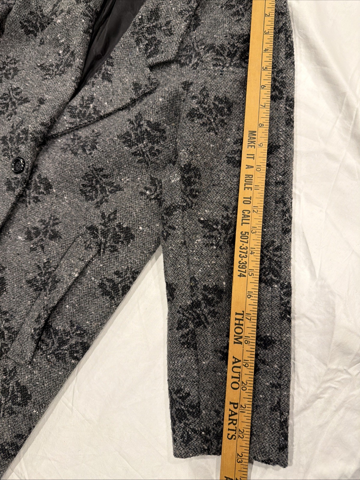 Vintage 80’s? Grey And black Floral Wool Oversized Coat Betsy B. Women’s M/L