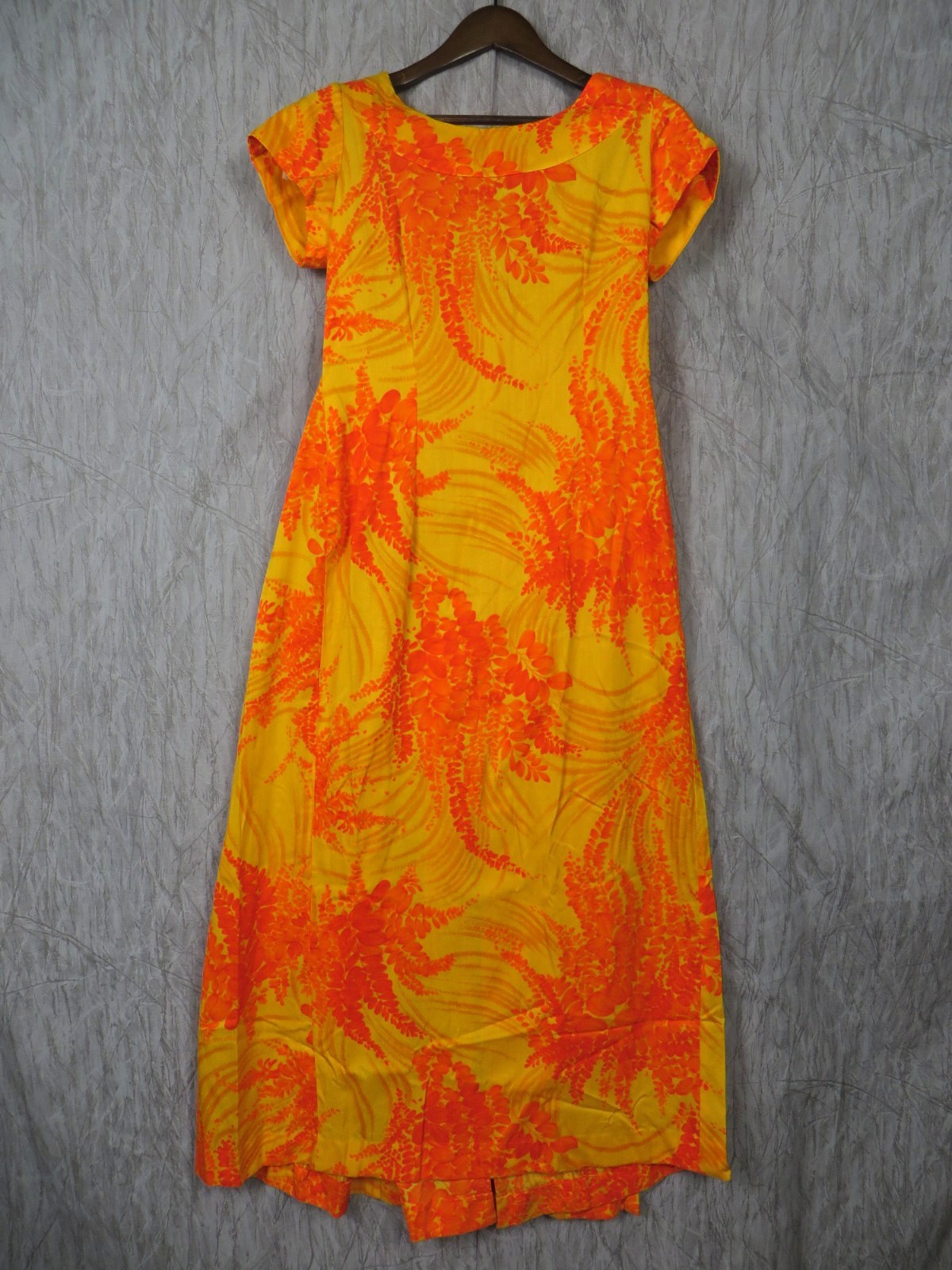 Vintage 1960s Penneys Hawaii Tropical Cotton Maxi Dress Mod Aloha Women Size 12