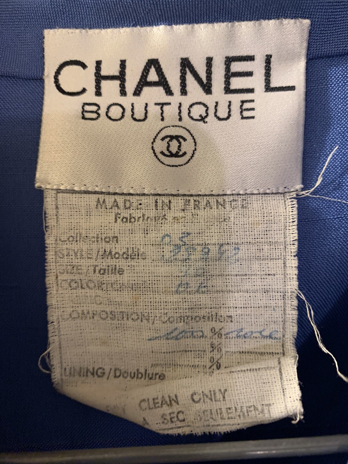 CHANEL Boutique Vintage Blue Tunic Pullover Top CC Logo Buttons Made in France