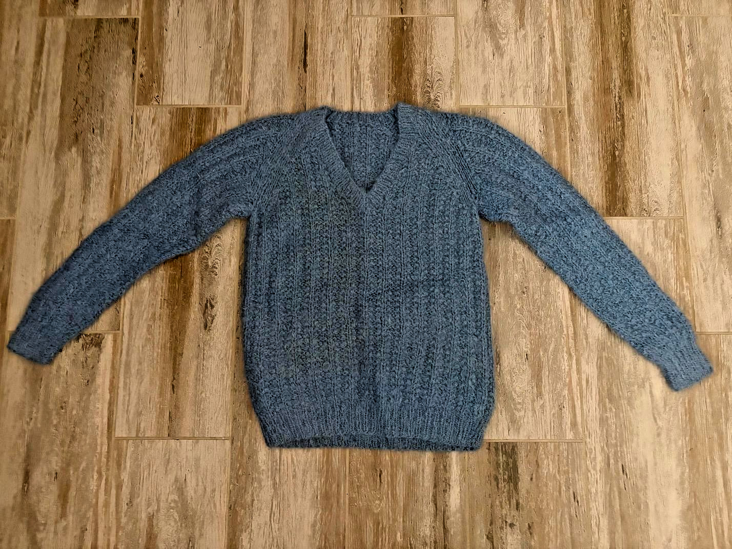 Vintage Handmade Blue Knitted Sweater, size S