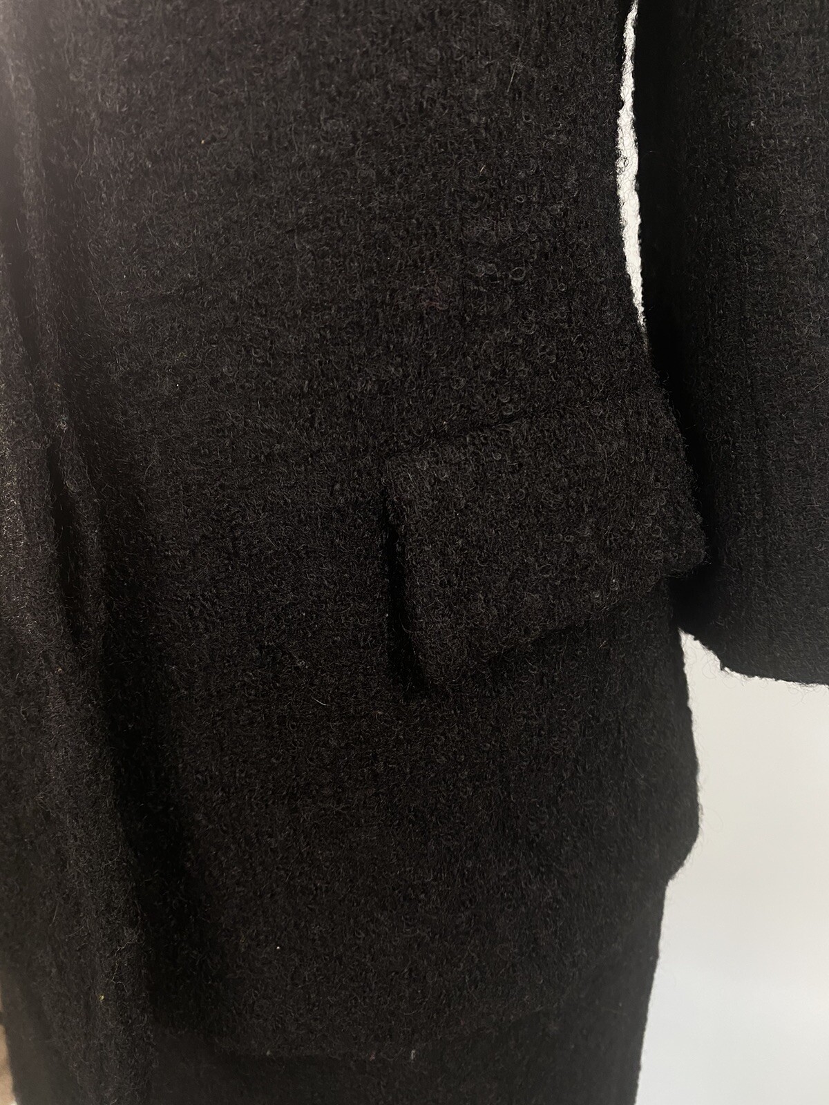 Vintage Boucle Wool suit SIZE SMALL black MYRON LOUIS BOSTON 60s retro pencil