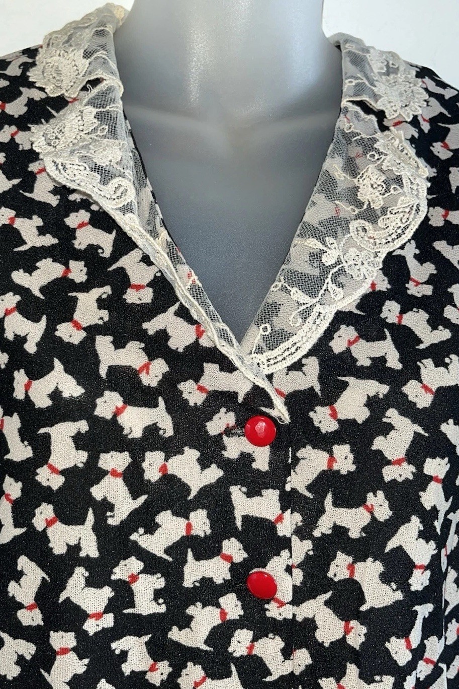 Vintage On The Rocks ROCK CANDY 1980s does 1950s Scottie Dog Rockabilly Dress-S