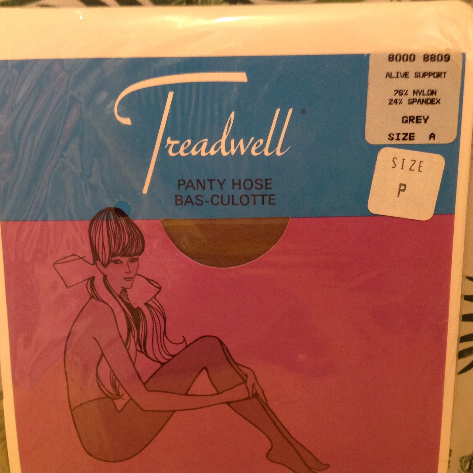 Vintage Pantyhose Treadwell Alive Support Color Grey size A B002D