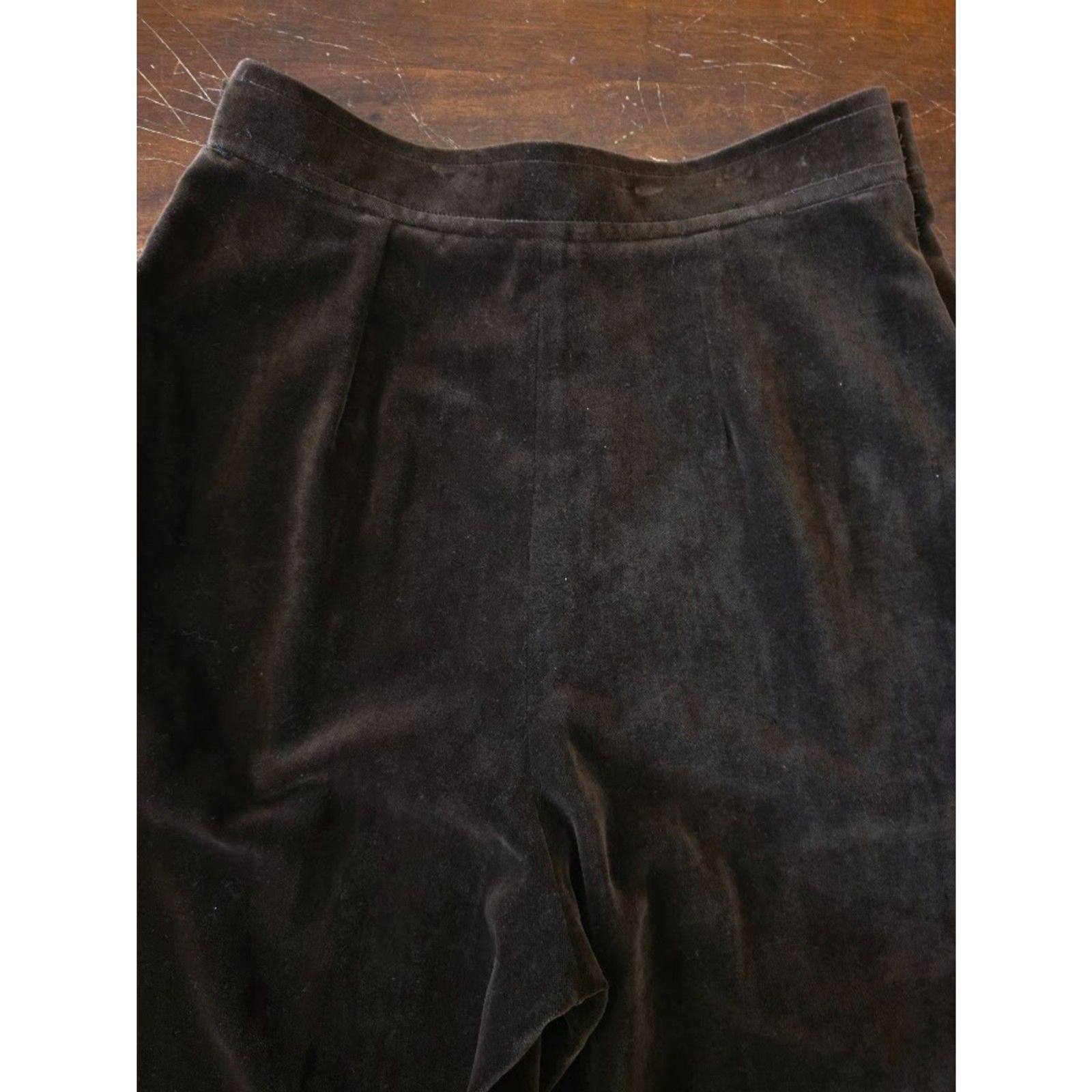 Vintage Christian Lacroix Paris chocolate velvet pleated pants– SEE Photos Flaw