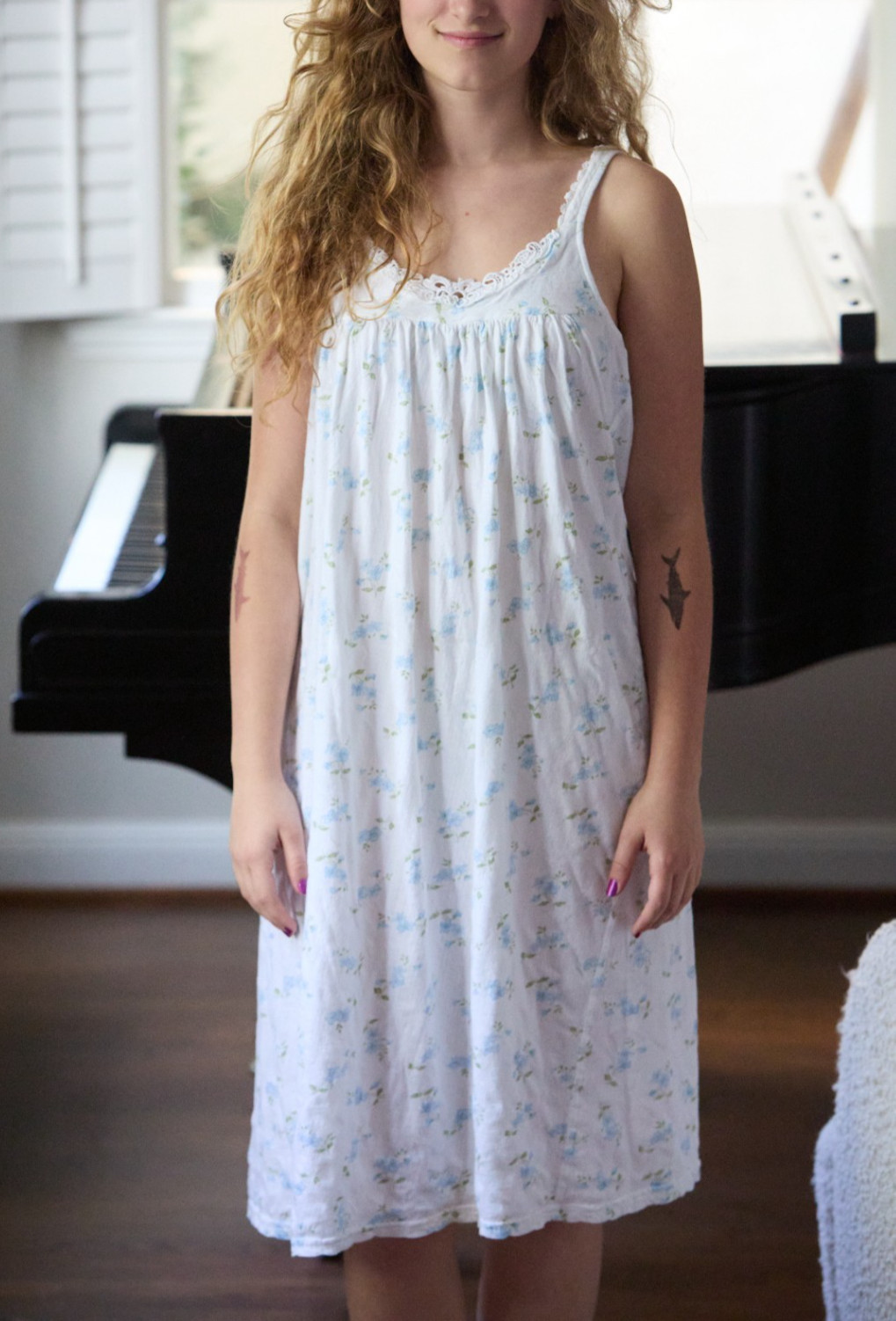 Vintage Eileen West S Summer Nightgown 100% Cotton Knit Turkey