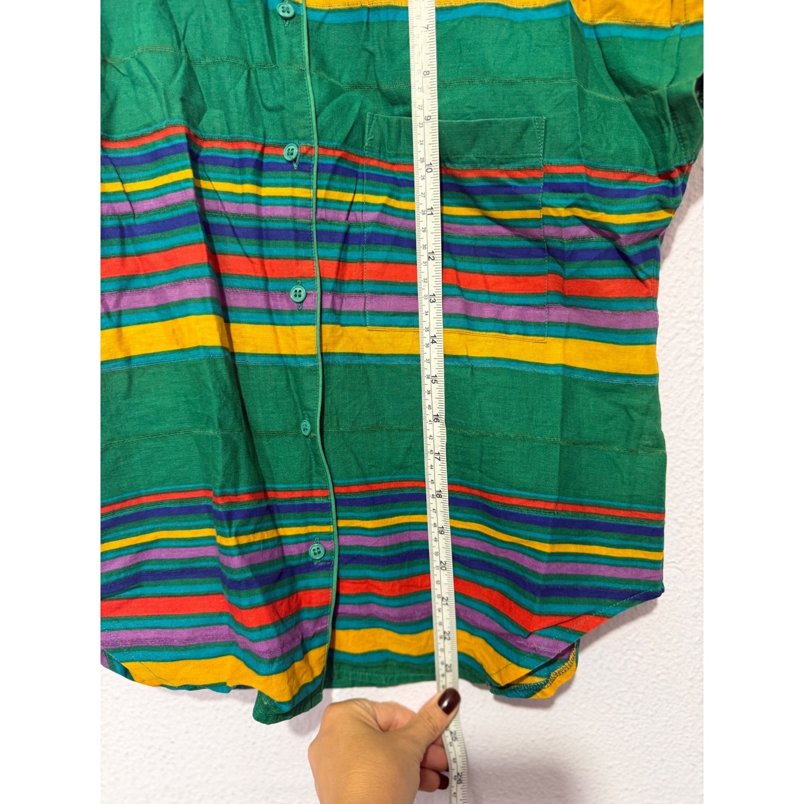 Vintage Mondi Skirt Set 40 Green Multi Stripe Retro Colorblock Cotton 1980s