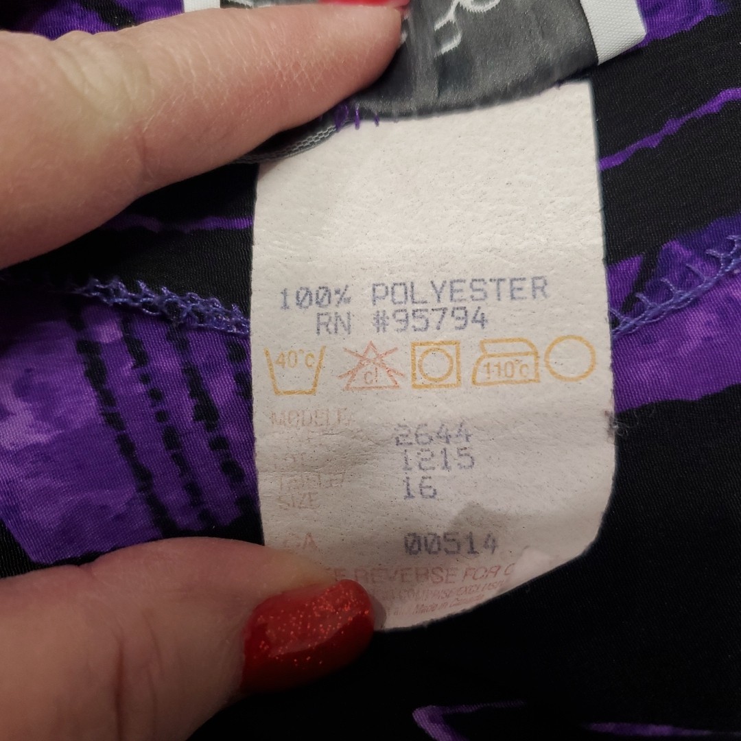Vtg Leslie Belle Blazer Women’s Sz 16 100% Polyester Purple/Black Made In Canada