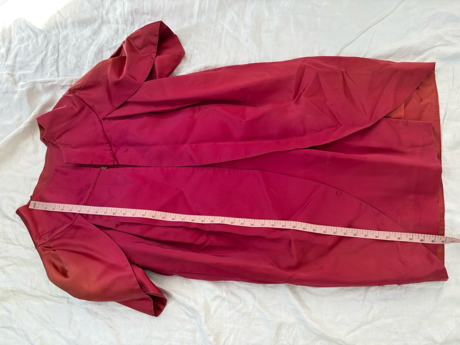 VTG Lilli Diamond Red Satin Dress Matching Evening Coat Oversized Size 4 FAIR