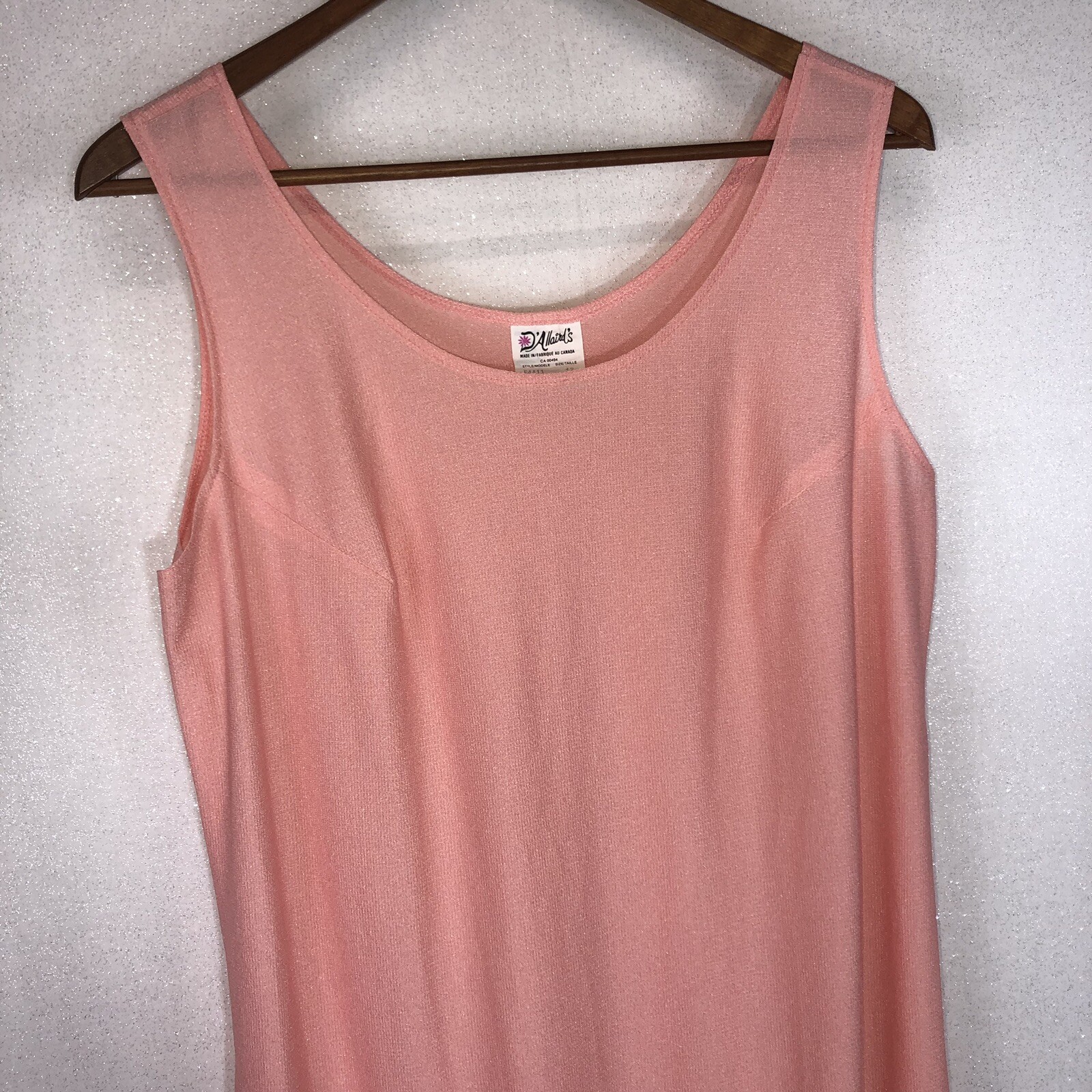 Vintage 60’s D’Allairds Sheer Lightweight Pink Sleeveless Mermaid Slip Dress 12