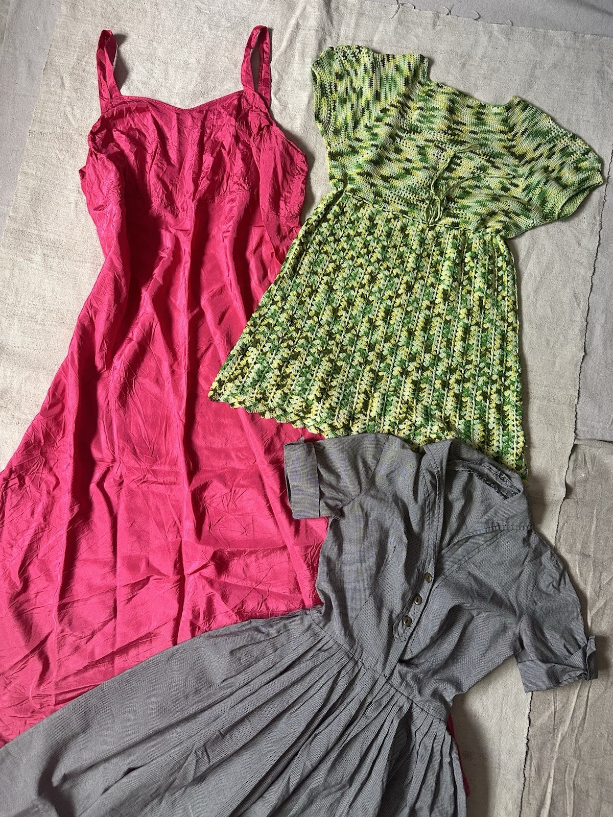 Resale Lot 1940s 50s 60s Dress Bias Cut Slip Crochet Women’s XS S M