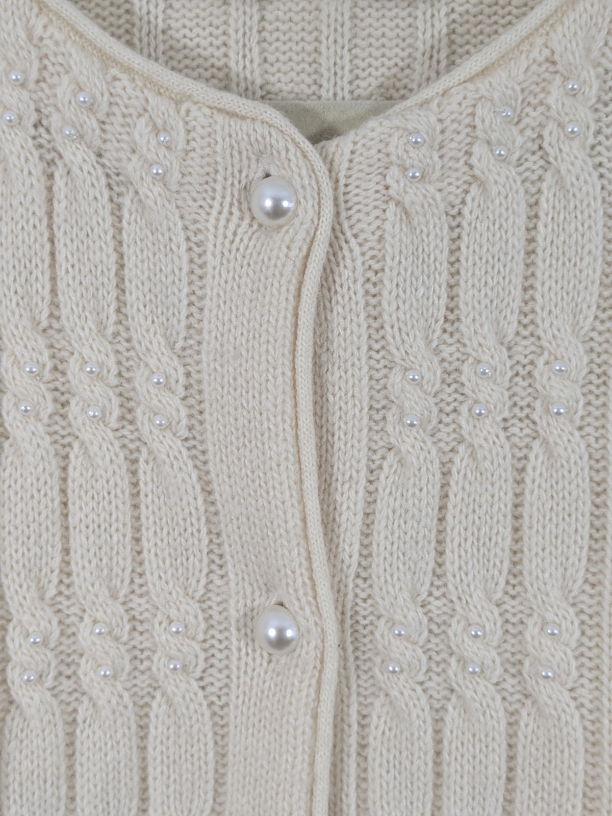 Vintage 80s Lambswool Angora Wool Ivory Cardigan Pearl Buttons Dainty Feminine
