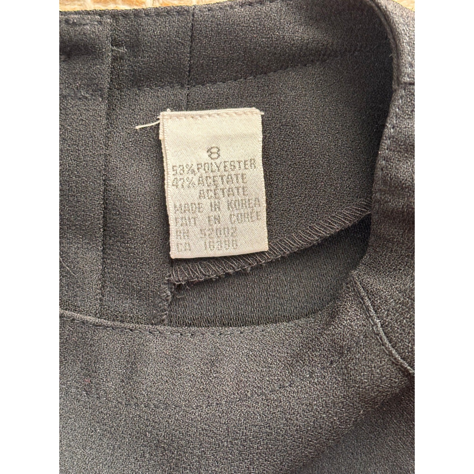 Liz Claiborne Vintage Button Back Shift Dress Womens 8 Black Long Sleeve Pockets