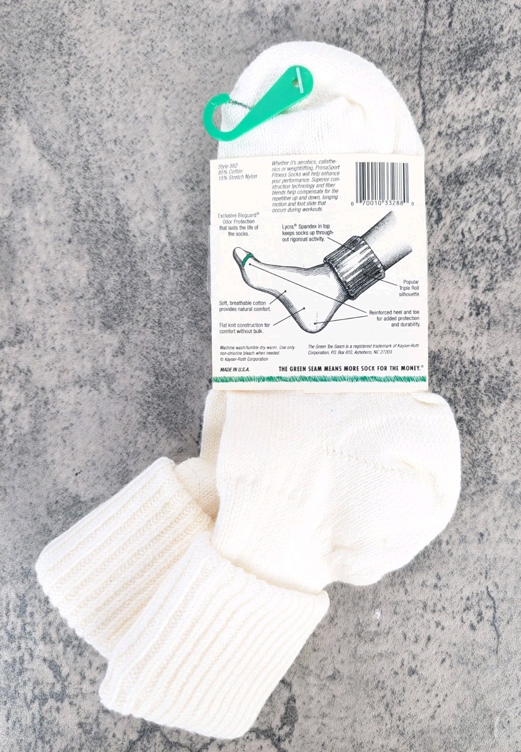 NEW 80s PrimaSport Womens Sz 4-10 Fitness Triple Roll Socks White Made in USA