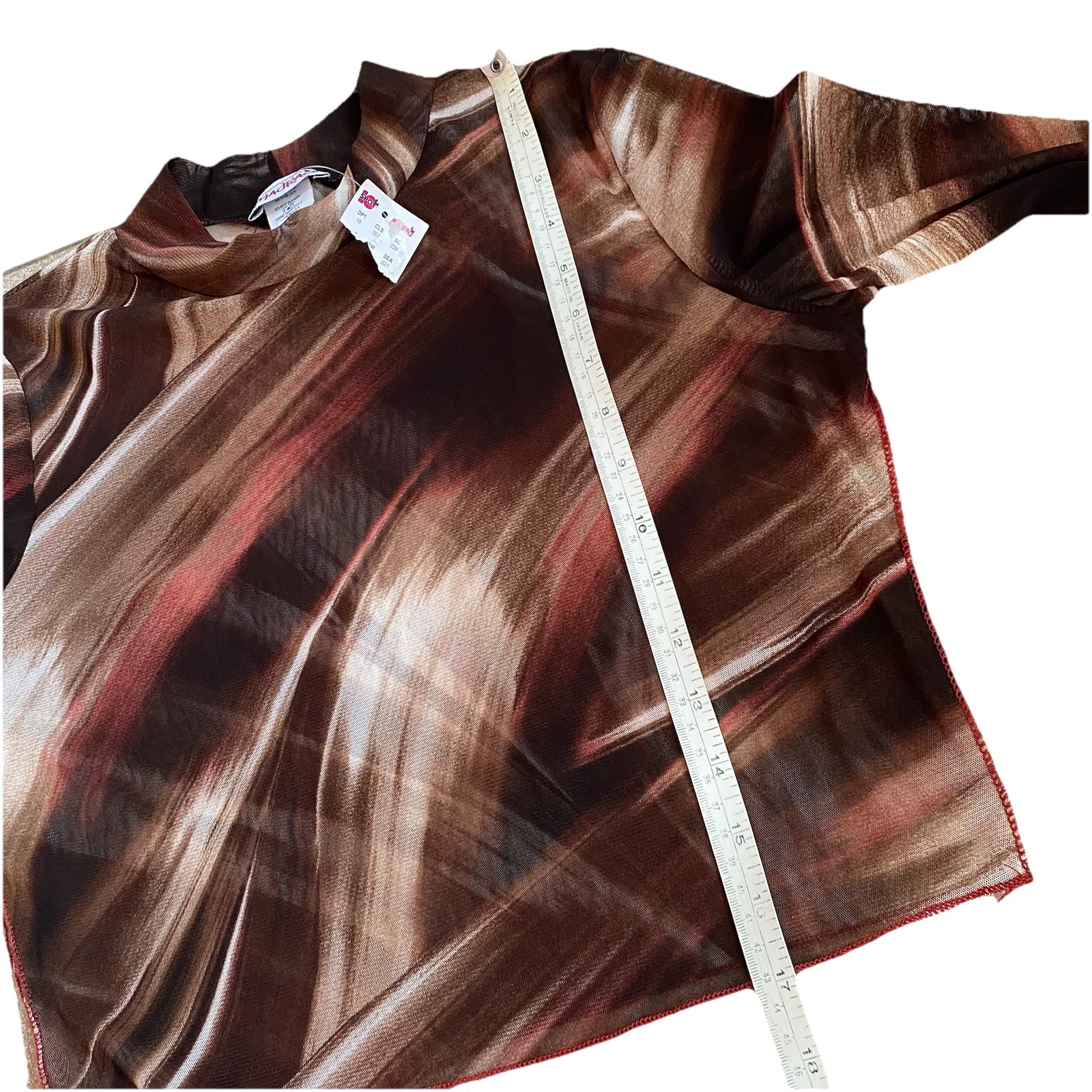 Vintage Y2K Madrag Sheer Cropped Top Long Sleeve Medium NWT Mock Neck Mesh