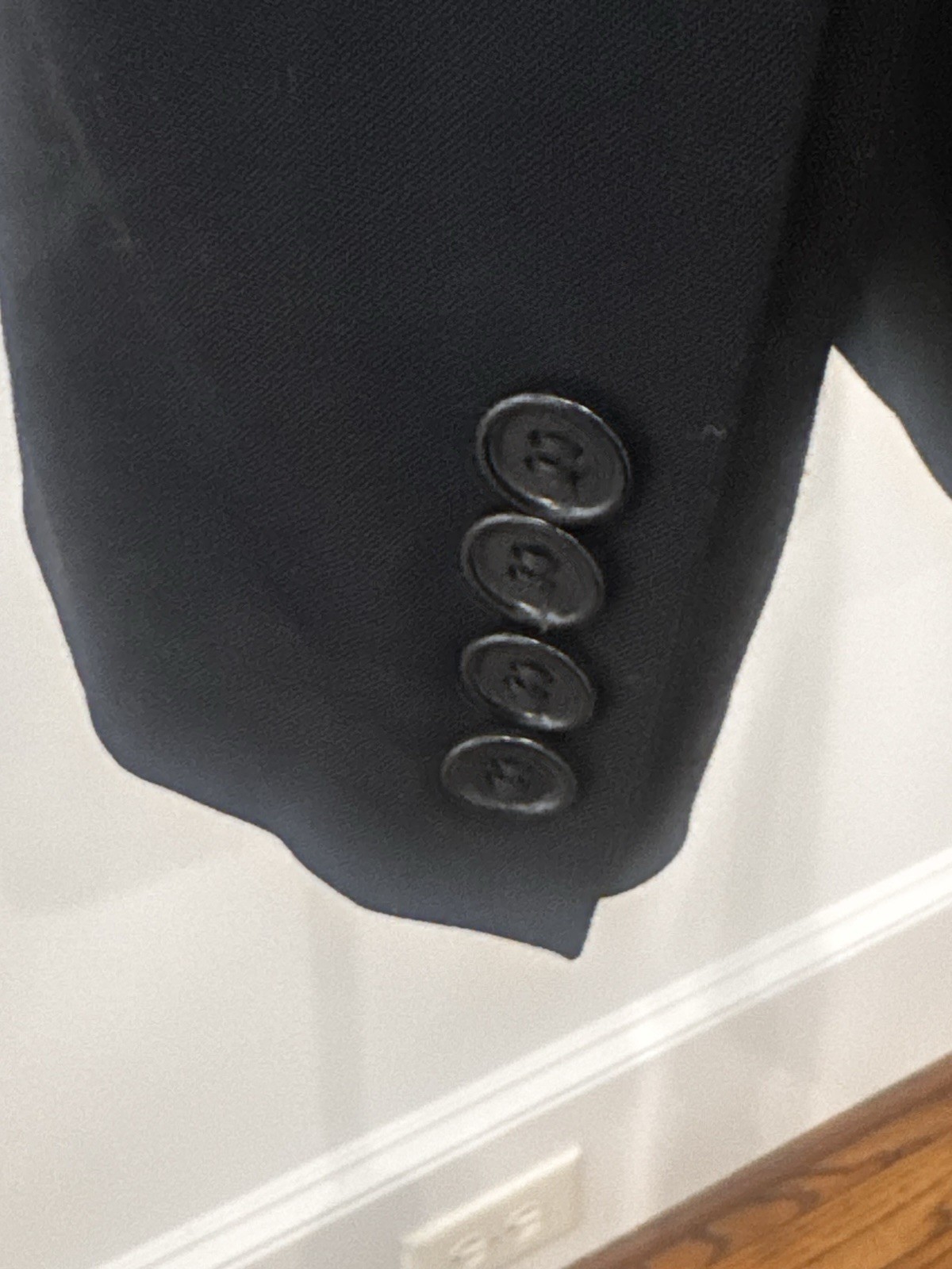 BCBG Maxazria Vintage Black Wool 2 Button Black Blazer Jacket Large Suiting