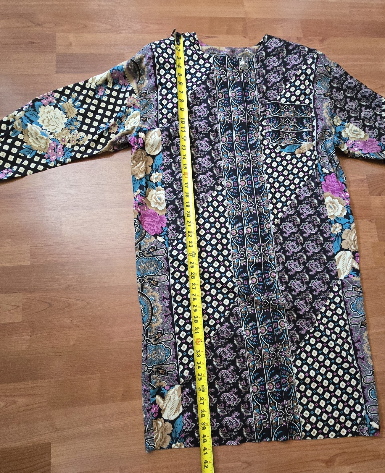 Vintage 70s Lorac Original Lady Carol ILGWU USA Paisley Rayon Dress 14.5