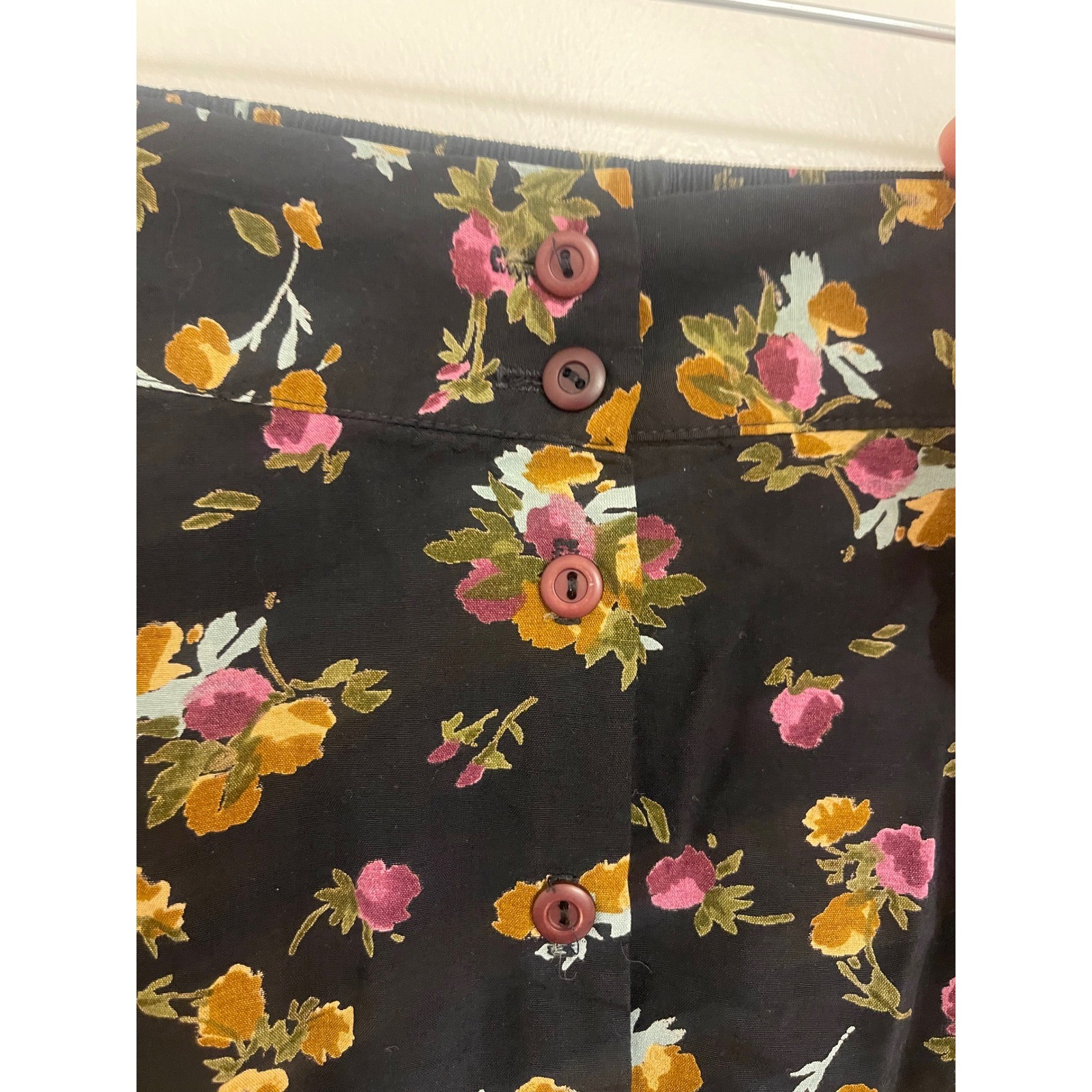 Vintage Kathryn Deene Floral Midi Skirt Front Button Cottagecore GrandmaCore