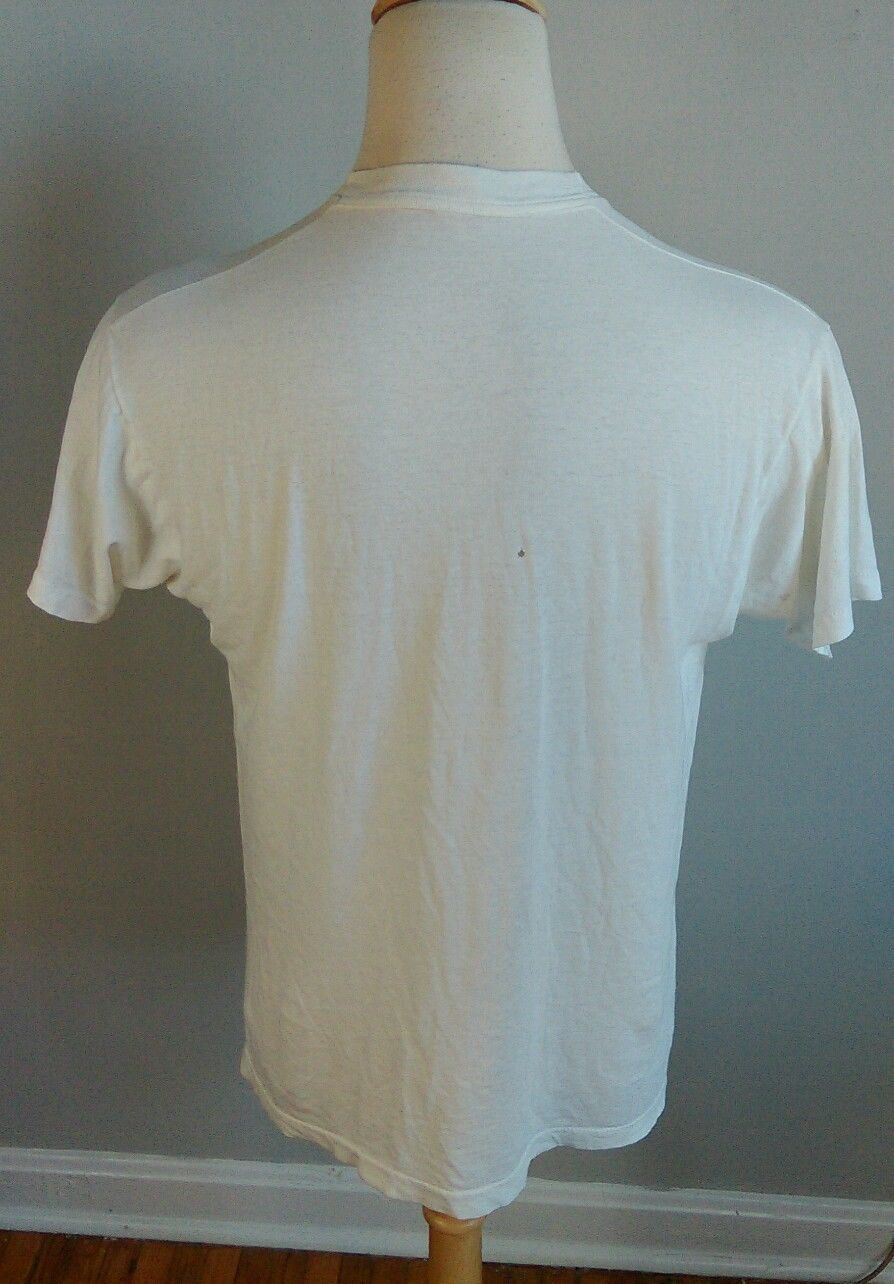 Sweet! Washed Burn Out Paper Thin Holes White Blank Distressed T Shirt L