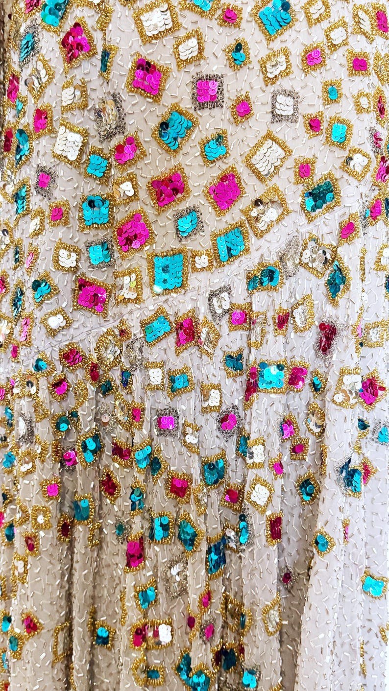 1960s Victoria Royal Gown / 1960s Sequin Gown / 1960s Gown / Size Medium