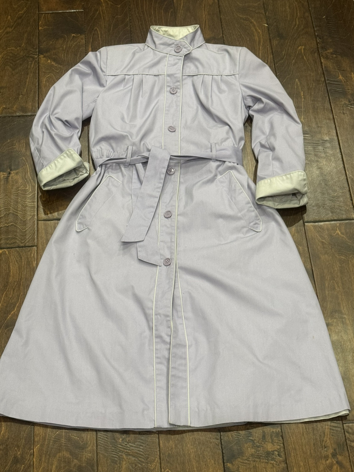 Vintage Foxland By Landon Light Purple Belted Trench Coat Size Small/ Medium