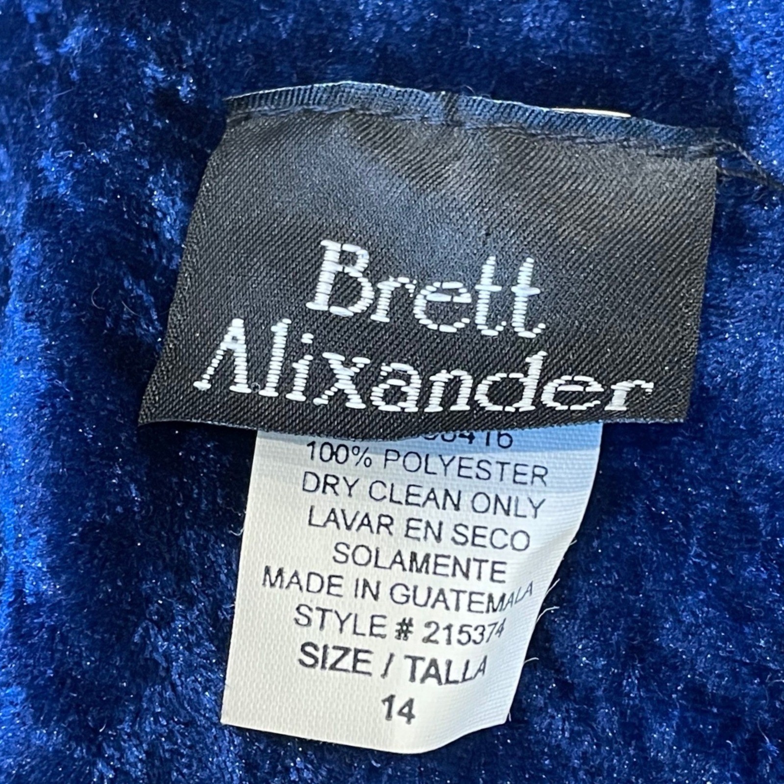 Brett Alixander Vintage 90s Velvet Midi Dress Dark Academia Blue Tie Back Bow