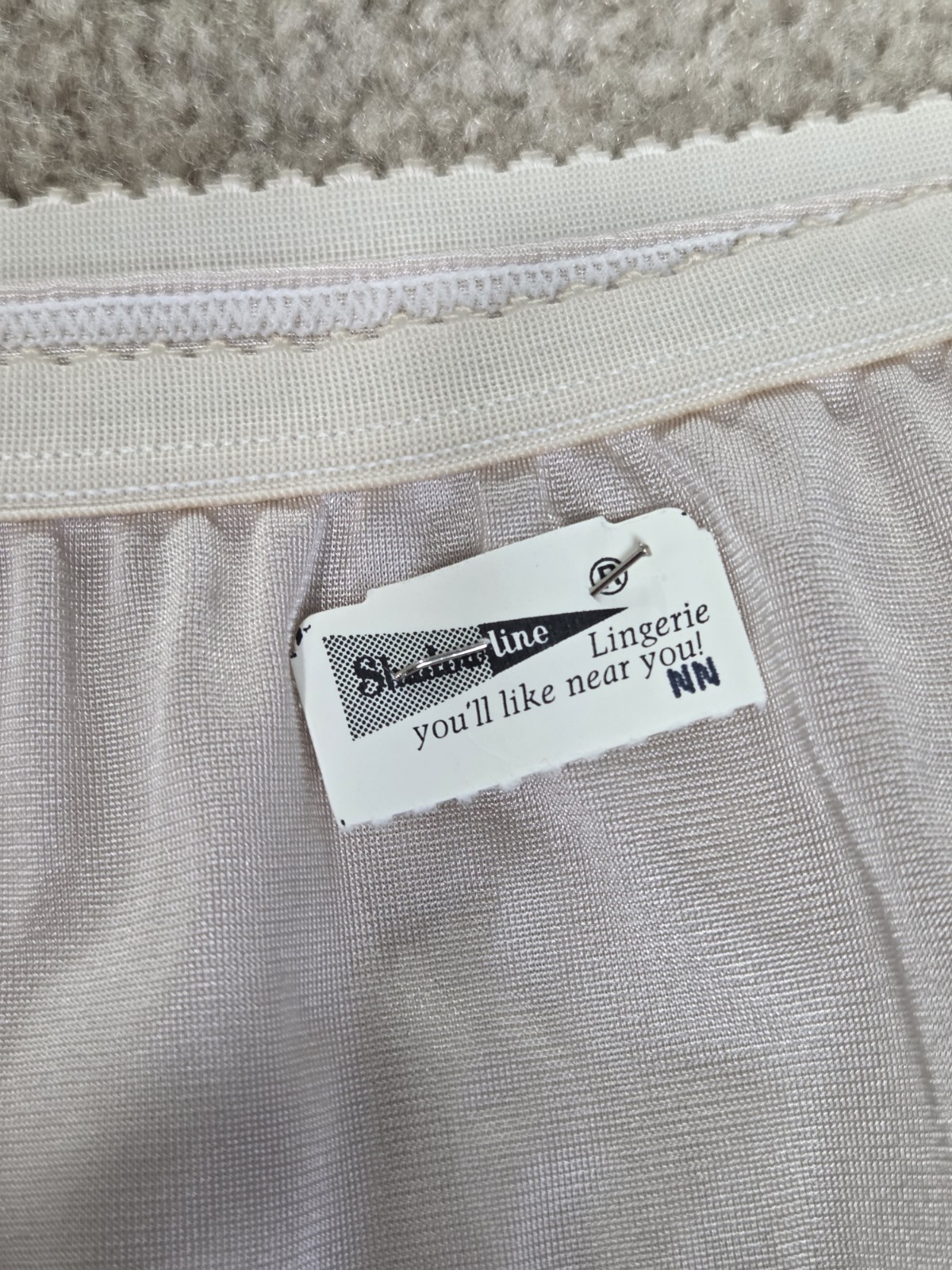 Vintage Shadowline Nylon Panties Beige New Lace Detail Size 7