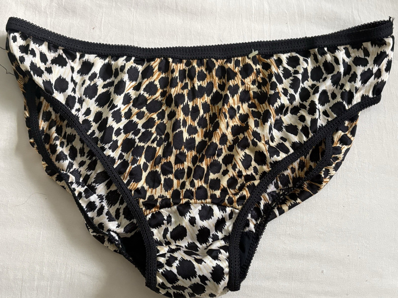 Vtg Nylon Granny Panties Sz 10 22/24 Leopard Animal Print Mushroom Gusset Briefs